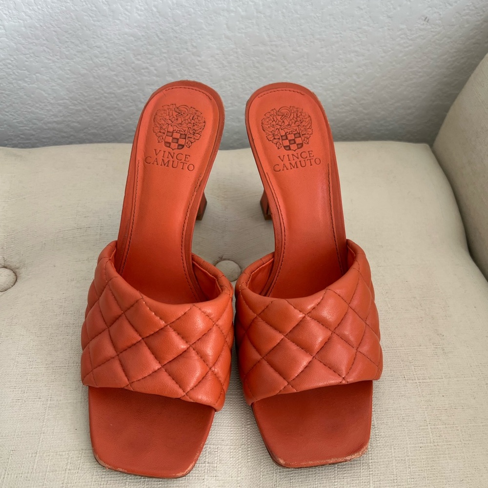 Vince Camuto Women's Orange Quilted Heels
